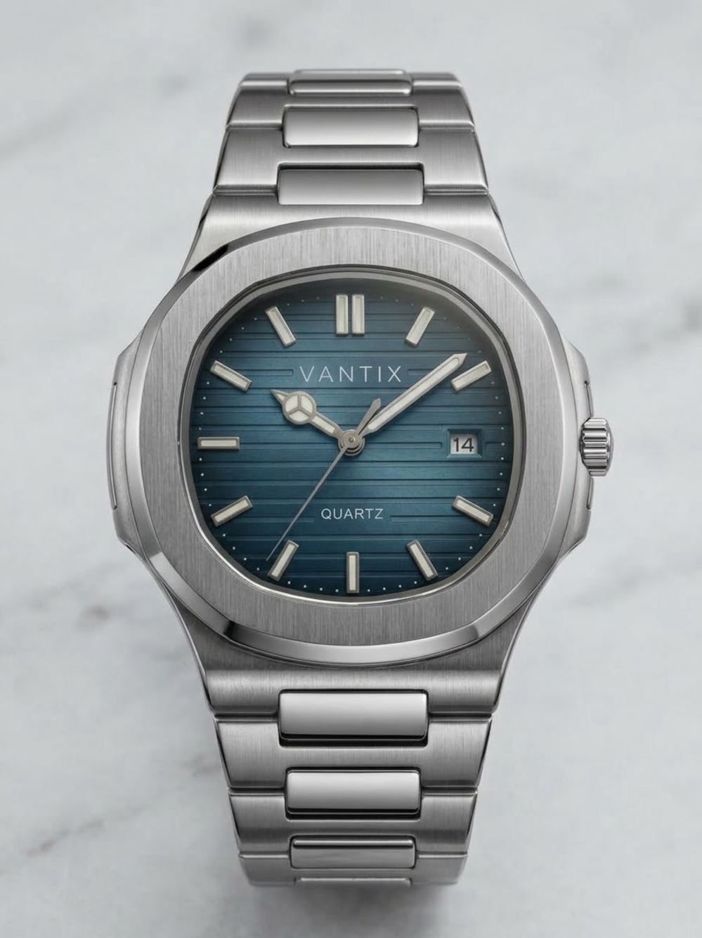 Stainless Steel Quartz Watch in Blue